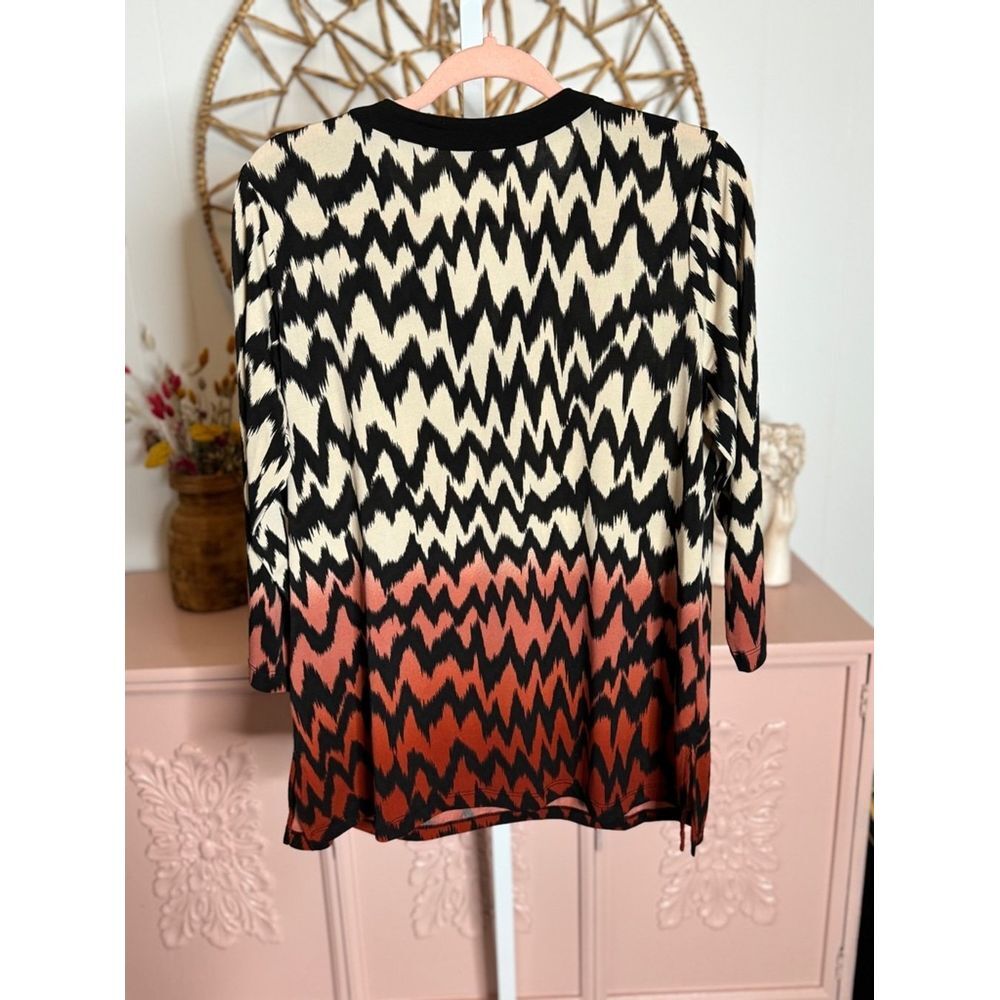 Women's Susan‎ Graver Top, Size M, Black & Orange - Picture 2 of 5